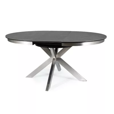 Rozkládací jídelní stůl JUSTIAN - tmavě šedý / kartáčovaná ocel