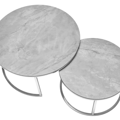 Set konferenčních stolků JONES 80 - šedý / chrom