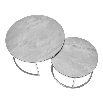 Set konferenčních stolků JONES 80 - šedý / chrom