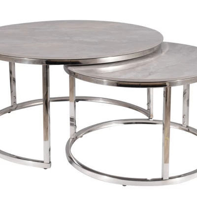 Set konferenčních stolků JONES 80 - šedý / chrom