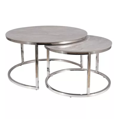 Set konferenčních stolků JONES 80 - šedý / chrom