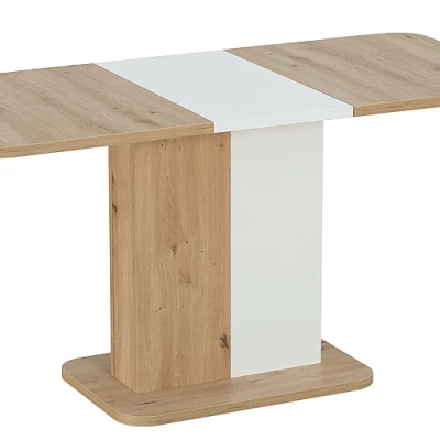 Rozkládací jídelní stůl LESJAN - 110x68, dub artisan / matný bílý