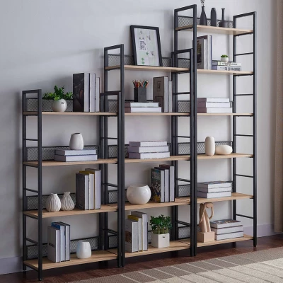 Policový regál JAMIL 3 - dub / černý