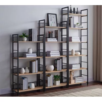 Policový regál JAMIL 3 - dub / černý