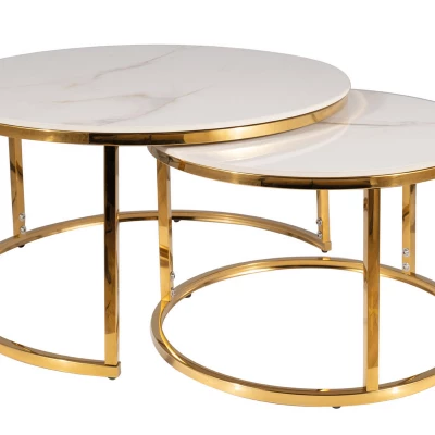 Set konferenčních stolků JONES 80 - bílý / zlatý