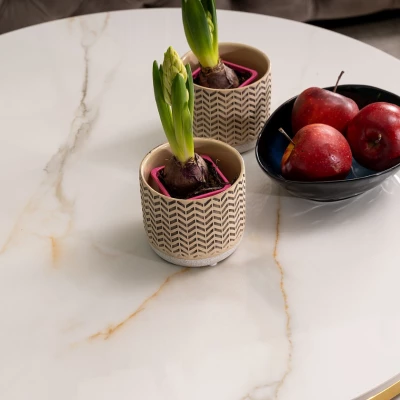 Set konferenčních stolků JONES 80 - bílý / zlatý