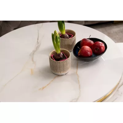 Set konferenčních stolků JONES 80 - bílý / zlatý