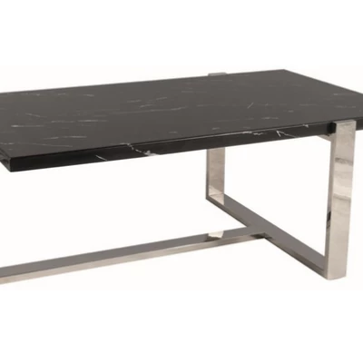 Široký konferenční stolek KAMERON - černý mramor / stříbrný