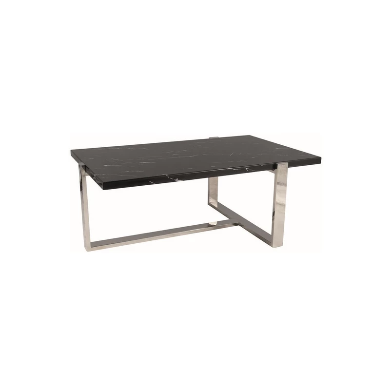 Široký konferenční stolek KAMERON - černý mramor / stříbrný