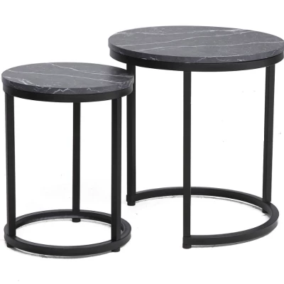 Sada konferenčních stolků GLEN - černý mramor / černý