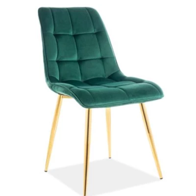 Čalouněná jídelní židle LYA - zelená / zlatá