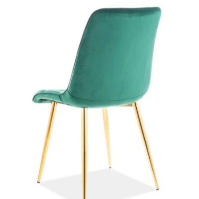Čalouněná jídelní židle LYA - zelená / zlatá