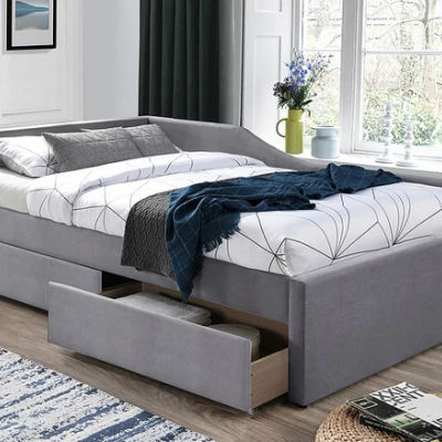Čalouněná jednolůžková postel TULIA - 120x200 cm, šedá