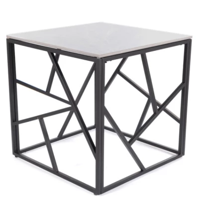Designový odkládací stolek PIM 3 - šedý mramor / černý