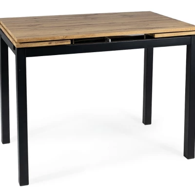Rozkládací jídelní stůl IZYDOR - 110x74, dub artisan / matný černý