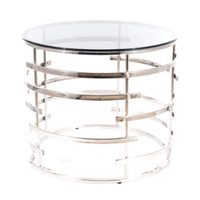 Konferenční stolek LAMBRO - sklo / stříbrný