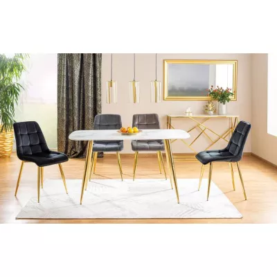 Čalouněná jídelní židle LYA - černá / zlatá