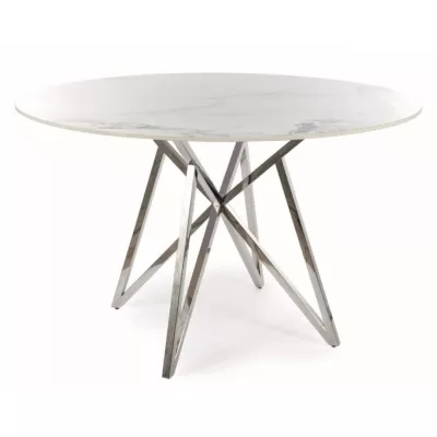 Designový kulatý stůl HOLGER - bílý / chrom