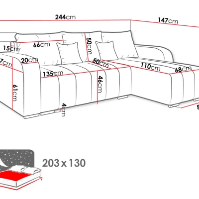 Rohová rozkládací sedačka ROSALINE - modrá