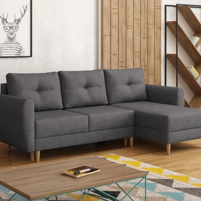 Rozkládací rohová sedací souprava PROSPERO - tmavá šedá