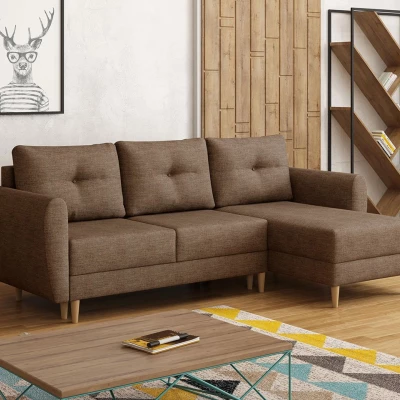 Rozkládací rohová sedací souprava PROSPERO - tmavá béžová