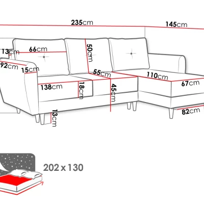 Rozkládací rohová sedací souprava PROSPERO - světlá modrá