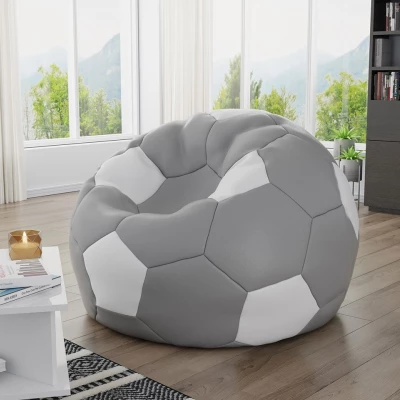 Sedací pytel ve tvaru míče AMADEO - bílý / šedý