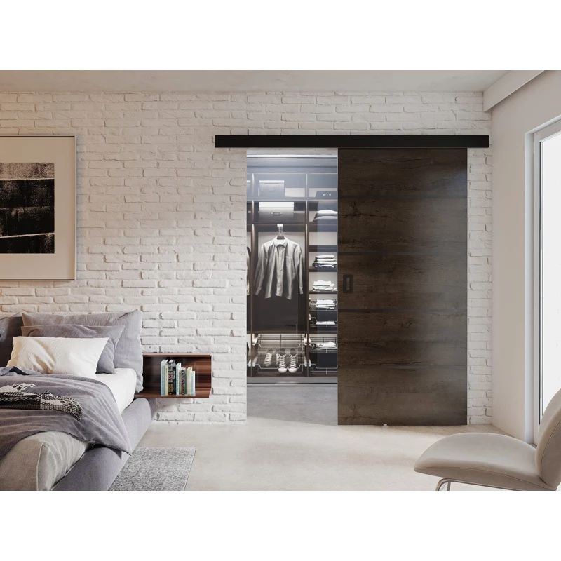 Posuvné interiérové dveře SANITA 2 - 90 cm, jasan tmavý