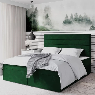 Boxspringová manželská postel 180x200 MANNIE 3 - zelená + topper ZDARMA
