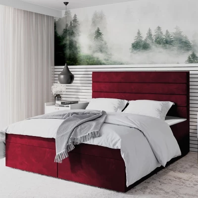Boxspringová manželská postel 180x200 MANNIE 3 - červená + topper ZDARMA