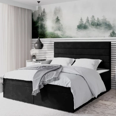 Boxspringová manželská postel 180x200 MANNIE 3 - černá + topper ZDARMA