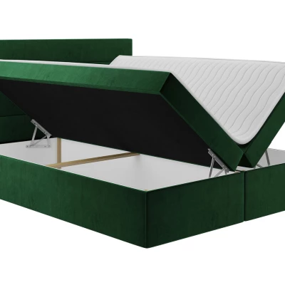 Boxspringová manželská postel 140x200 MANNIE 3 - zelená + topper ZDARMA
