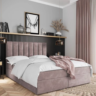 Hotelová manželská postel 180x200 MANNIE 2 - růžová + topper ZDARMA