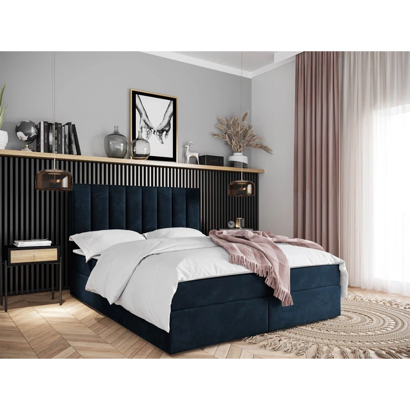 Hotelová manželská postel 180x200 MANNIE 2 - modrá + topper ZDARMA