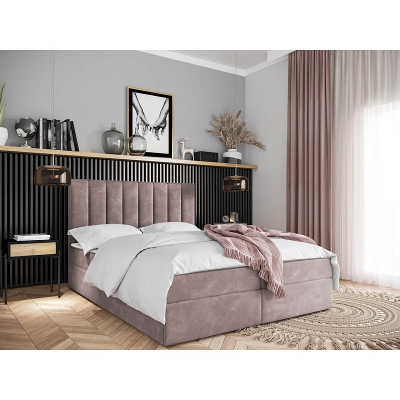 Hotelová manželská postel 160x200 MANNIE 2 - růžová + topper ZDARMA
