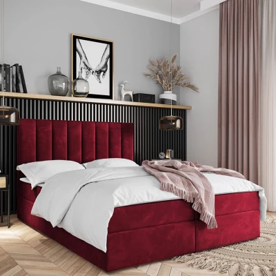 Hotelová manželská postel 160x200 MANNIE 2 - červená + topper ZDARMA