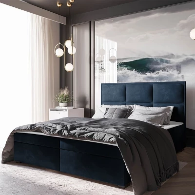 Americká manželská postel 180x200 MANNIE 1 - modrá + topper ZDARMA