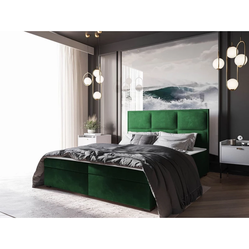 Americká manželská postel 160x200 MANNIE 1 - zelená + topper ZDARMA