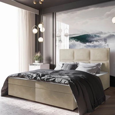Americká manželská postel 160x200 MANNIE 1 - béžová + topper ZDARMA