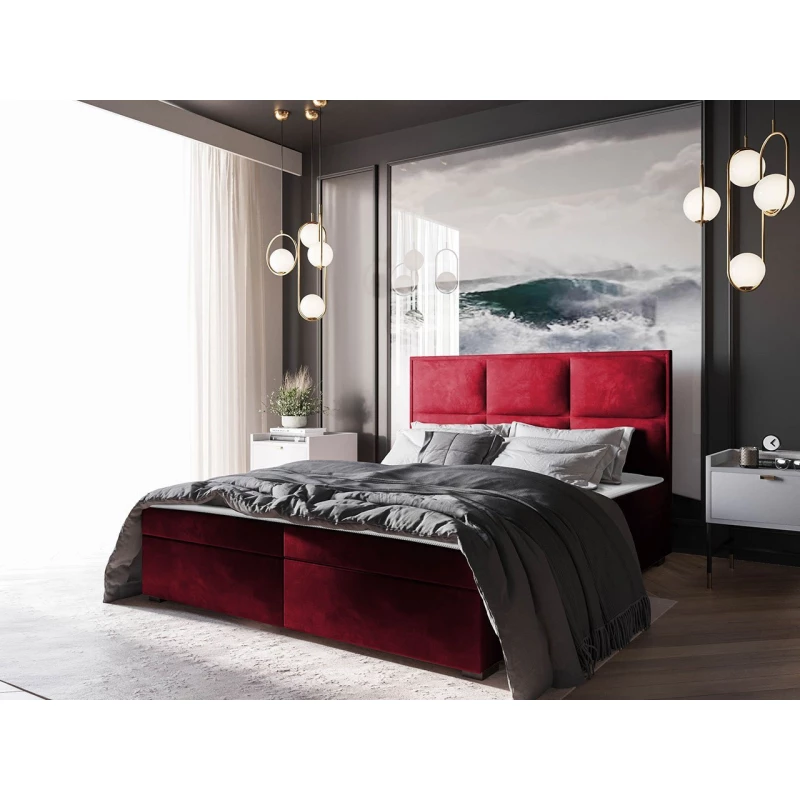 Americká manželská postel 160x200 MANNIE 1 - červená + topper ZDARMA