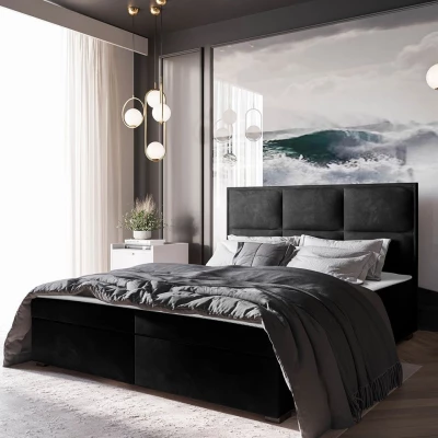 Americká manželská postel 160x200 MANNIE 1 - černá + topper ZDARMA
