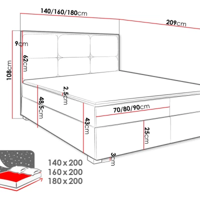 Americká manželská postel 140x200 MANNIE 1 - růžová + topper ZDARMA