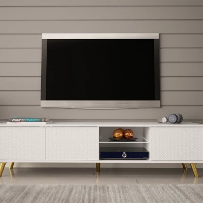 Televizní stolek s LED osvětlením LUZ 2 - bílý
