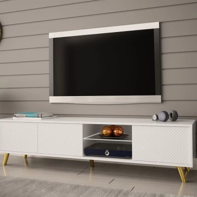 Televizní stolek s LED osvětlením LUZ 2 - bílý