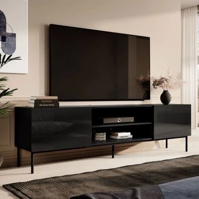 Televizní stolek TOKA - černý / lesklý černý