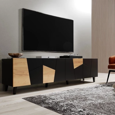 Televizní stolek LOLETA - černý / dub kraft