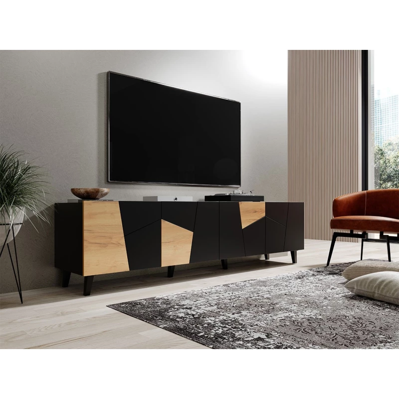 Televizní stolek LOLETA - černý / dub kraft