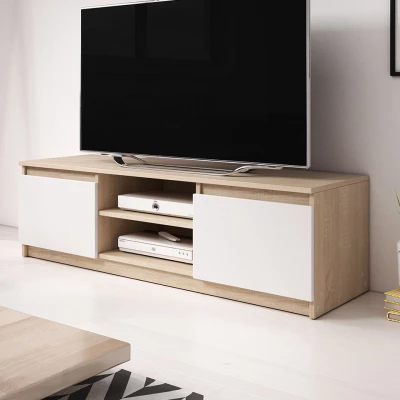 Televizní stolek KIKUKO - dub sonoma / bílý