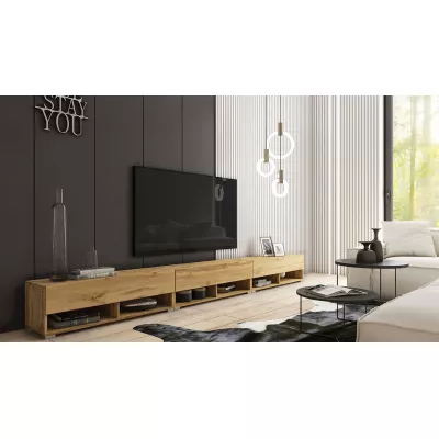 Televizní stolek 300 cm s LED osvětlením WILLA A - dub wotan