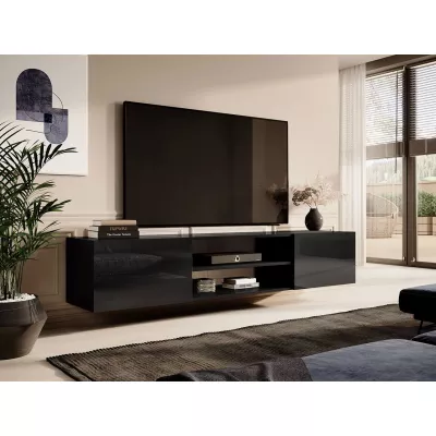Závěsný TV stolek TOKA - černý / lesklý černý